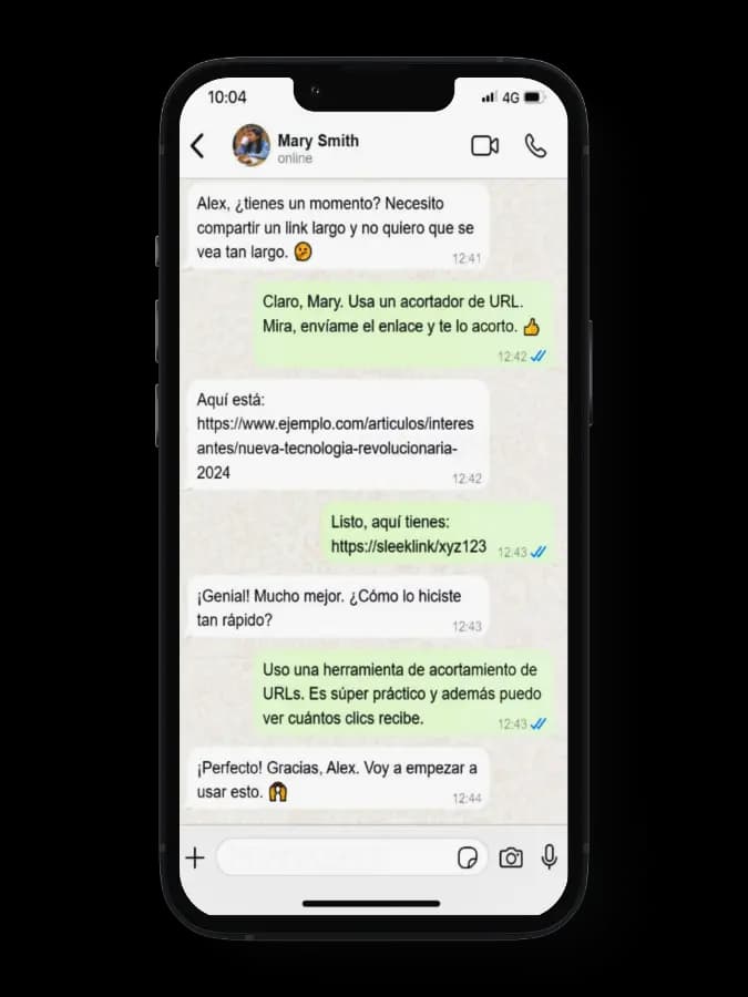 Chat de whatsapp sobre sleeklink